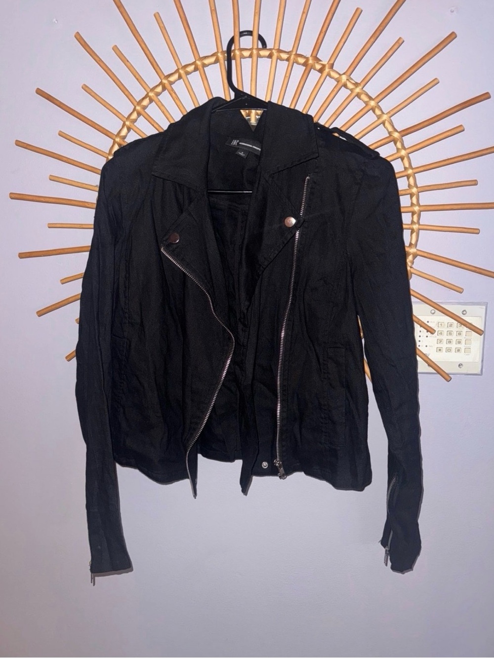 INC International Concepts Black Bomber Moto Jacket
